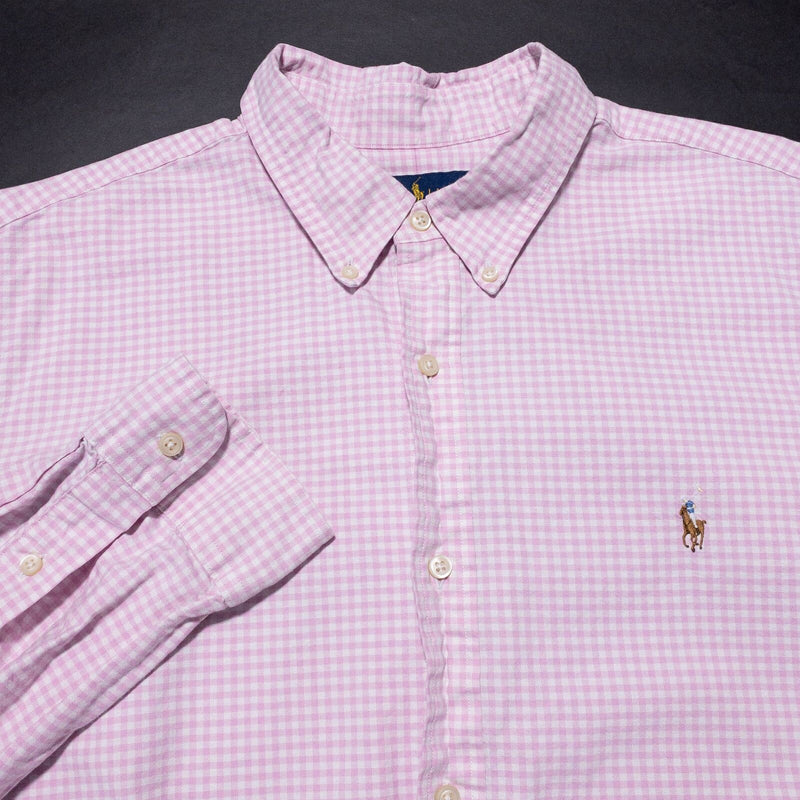 Polo Ralph Lauren Shirt Men's 2XL Classic Fit Pink Check Button-Down Long Sleeve