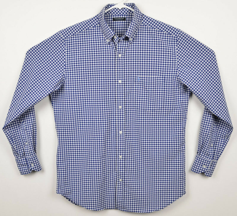 Tailorbyrd Men's Sz Large Polyester Spandex Blue Gingham Check Performance Shirt