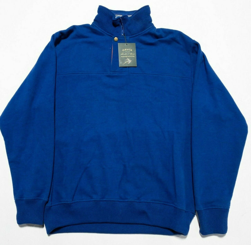 Orvis Signature Men's Medium 1/4 Zip Solid Royal Blue Signature Sweatshirt