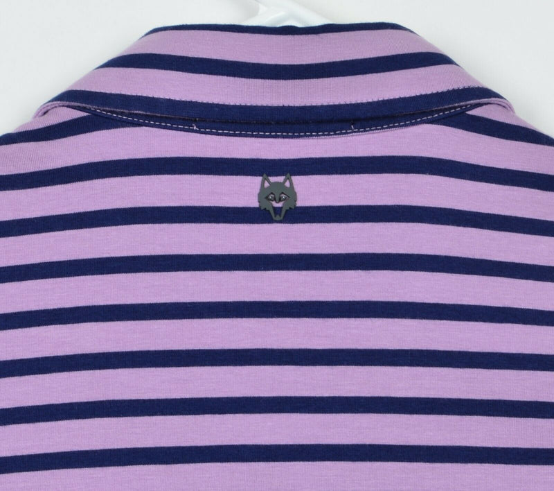 Greyson Men's Sz Large Purple Striped Pima Cotton Modal Blend Polo Golf Shirt