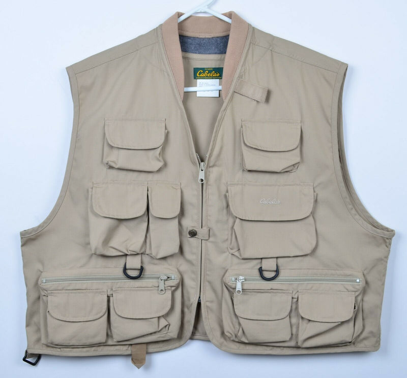 Cabela's Men's XL Fly Fishing Multi-Pocket Hunting Tactical Safari Khaki Vest