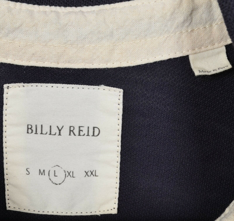 Billy Reid Men's Large Solid Navy Blue/Black Short Sleeve Pocket Polo Shirt