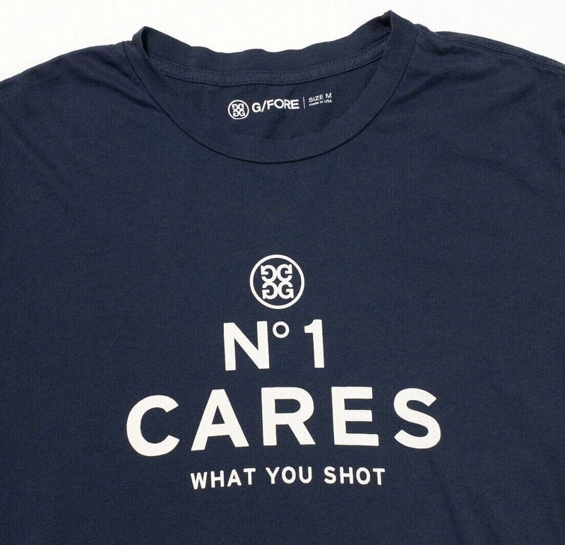 G/Fore T-Shirt Medium Men's No 1 Cares What You Short Blue Crewneck Golf