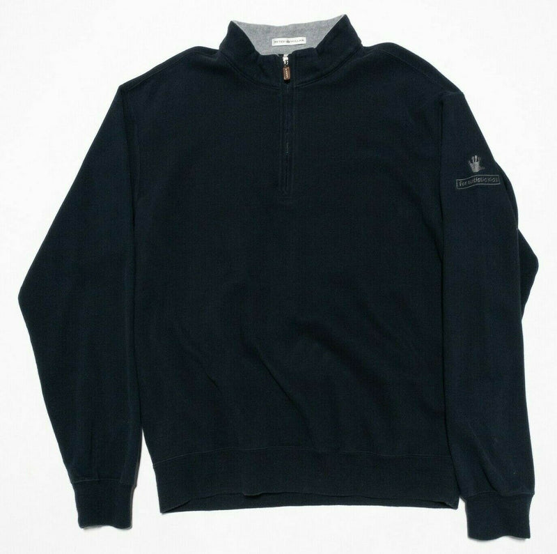 Peter Millar Crown Sport 1/4 Zip Solid Black Pullover Golf Sweatshirt Men Medium