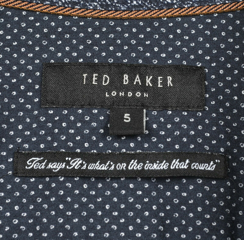 Ted Baker London Men's Sz 5 Floral Pattern Turquoise S/S Button-Down Shirt