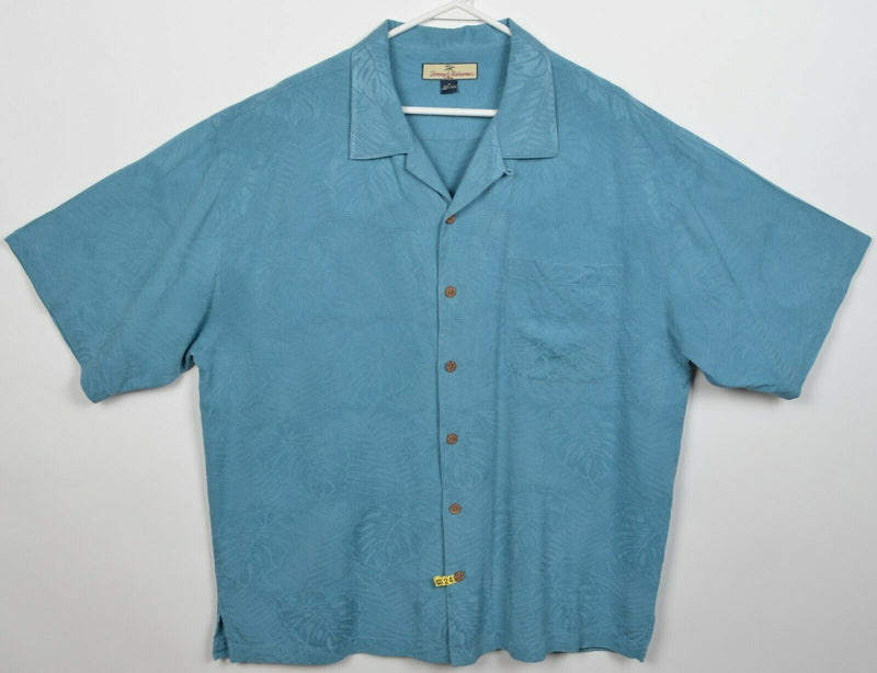 Tommy Bahama Men's XL 100% Silk Turquoise Blue Hawaiian Aloha Camp Shirt