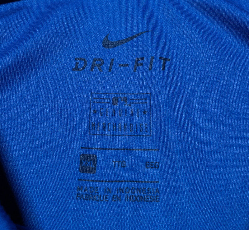 Chicago Cubs Nike Polo Shirt Men's 2XL Blue Gray Wicking Dri-Fit MLB Swoosh Logo