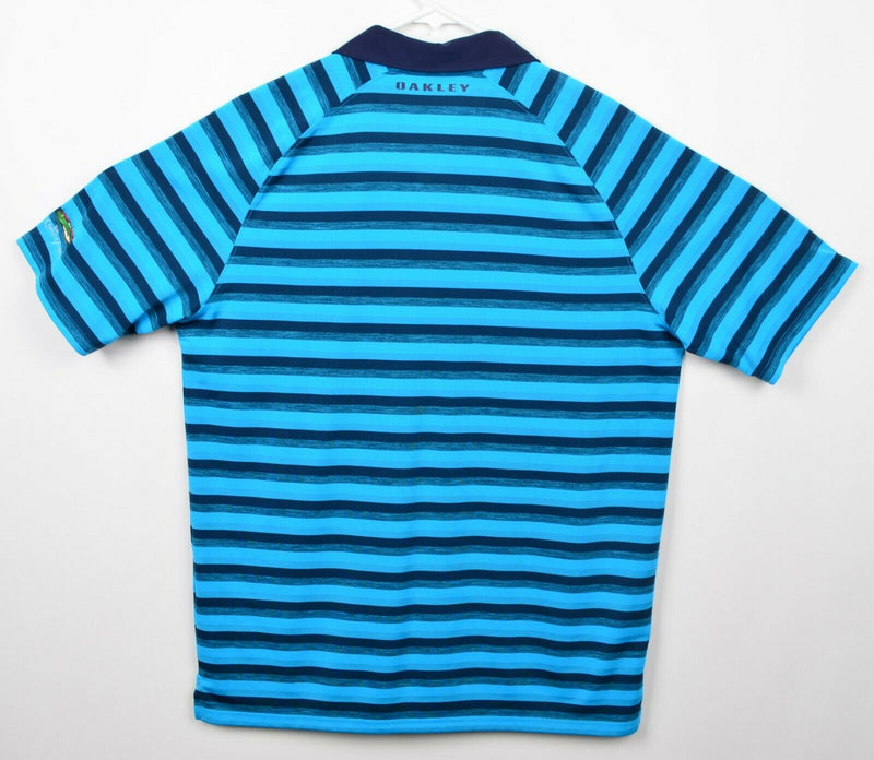 Oakley Men's Sz Large Regular Fit Blue Striped Pocket Hydrolix Golf Polo Shirt