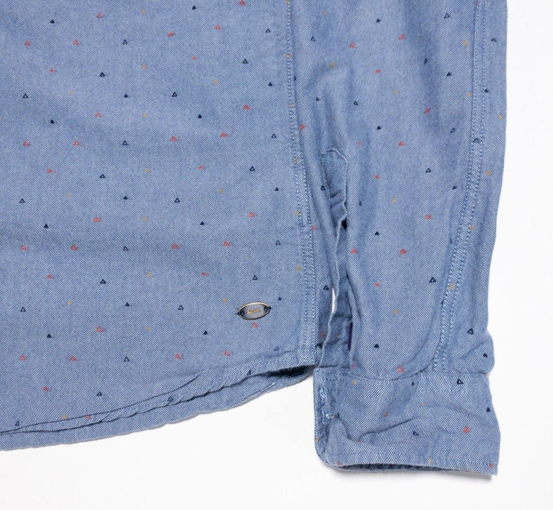 Scotch & Soda Shirt Medium Men's Long Sleeve Blue Oxford Triangle Dot Pattern