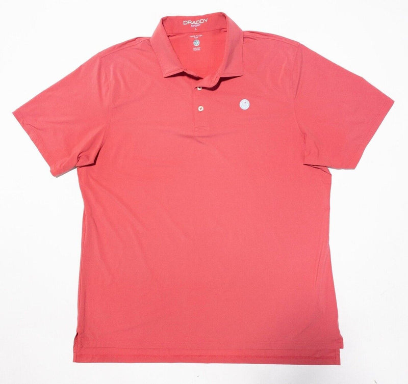 B. Draddy Sport Shirt Men's Large Golf Polo Pink Conway Farms Wicking Stretch