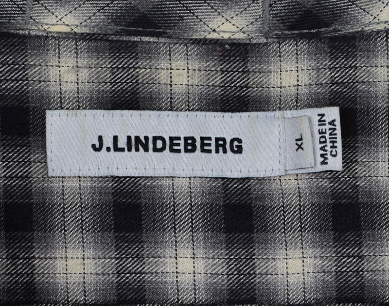 J. Lindeberg Men's Sz XL Black White Plaid Ward BD Soft Check Long Sleeve Shirt