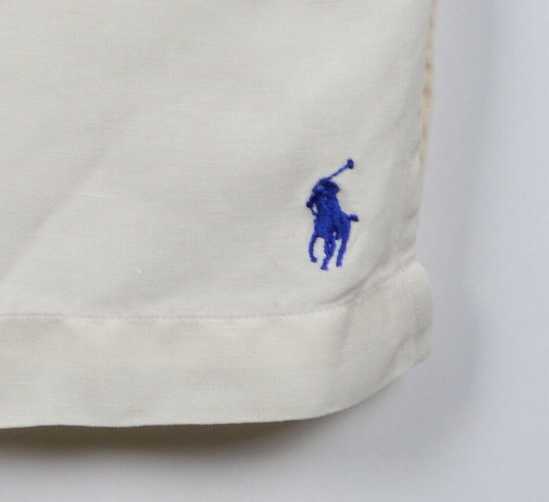 Polo Ralph Lauren Men's Large Linen Silk Blend Ivory Caldwell Loop Collar Shirt