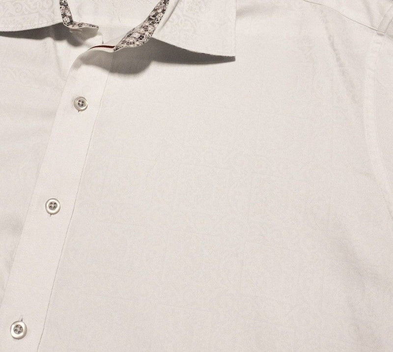 Robert Graham Shirt Men's XL Classic Fit Flip Cuff Long Sleeve White Paisley