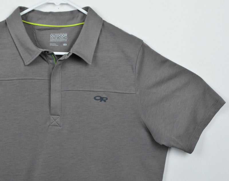 Outdoor Research Men Sz Large Wool Blend Dri-Release Gray Zip Collar Polo Shirt