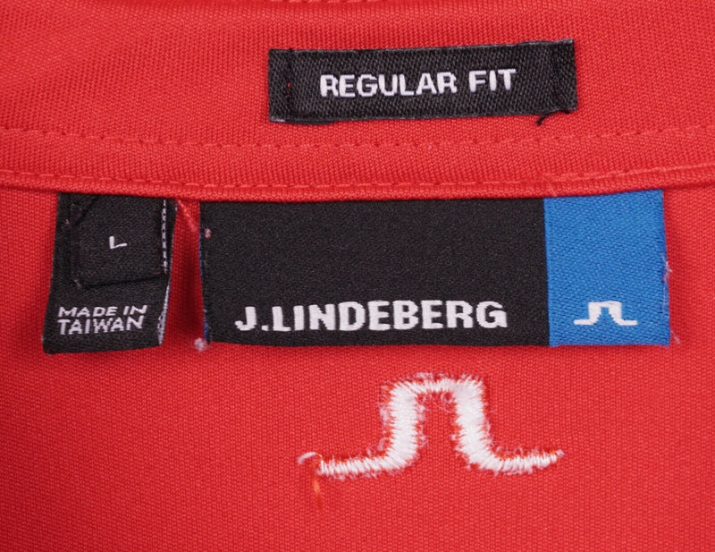 J. Lindeberg Men's Large Regular Fit KV Reg TX Jersey Red Logo Golf Polo Shirt