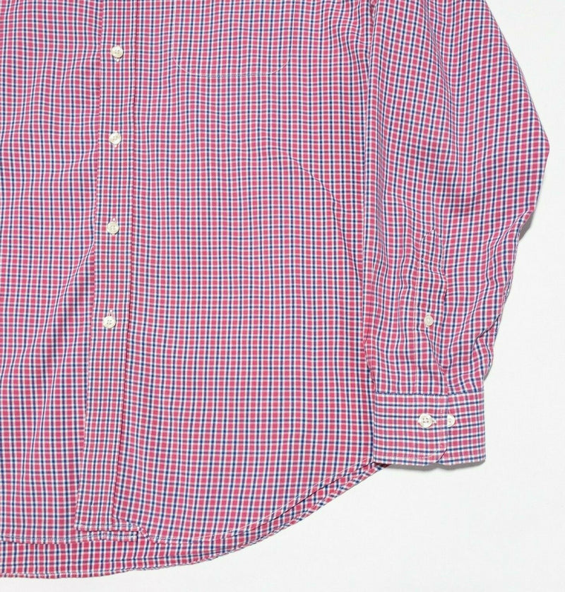 Brooks Brothers Shirt Large Regent Button-Down Red Blue Check Long Sleeve Men's