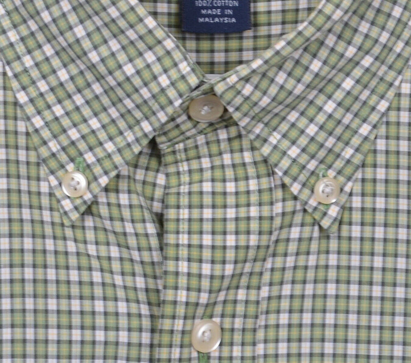 Brooks Brothers Men's XL Green Yellow Plaid Short Sleeve Button-Down Shirt