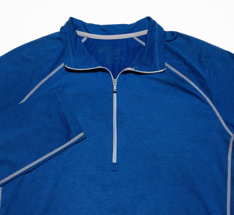 REI 1/4 Zip Men's Large Base Layer Pullover Long Sleeve Blue Hiking Outdoor