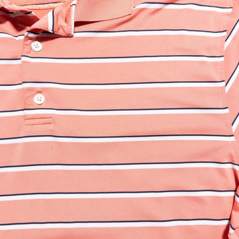 FootJoy Golf Shirt Men's Large Peach Orange Striped Wicking Performance Polo