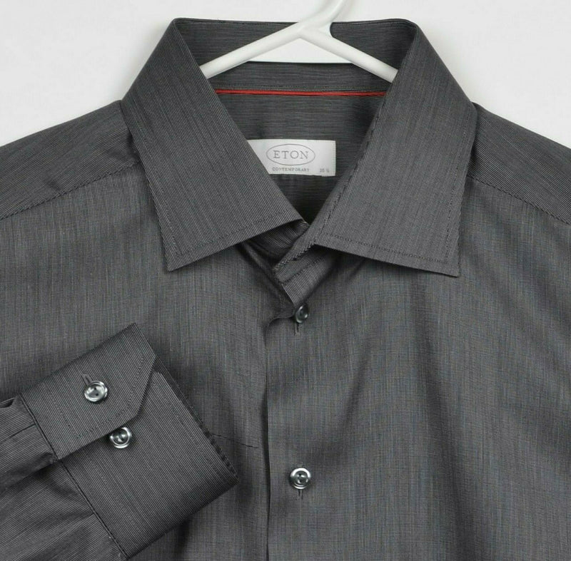 ETON Contemporary Men's 16.5/42 Gray Button-Front Point Collar Dress Shirt