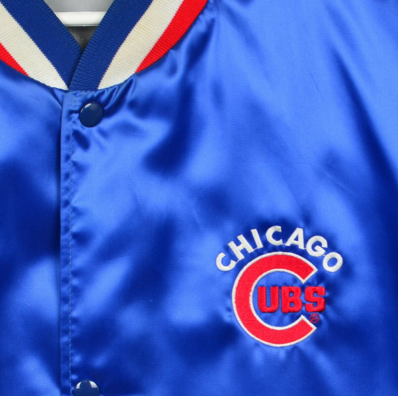 Vintage 80s Chicago Cubs Men's XL Swingster Satin Snap Blue Bomber Jacket