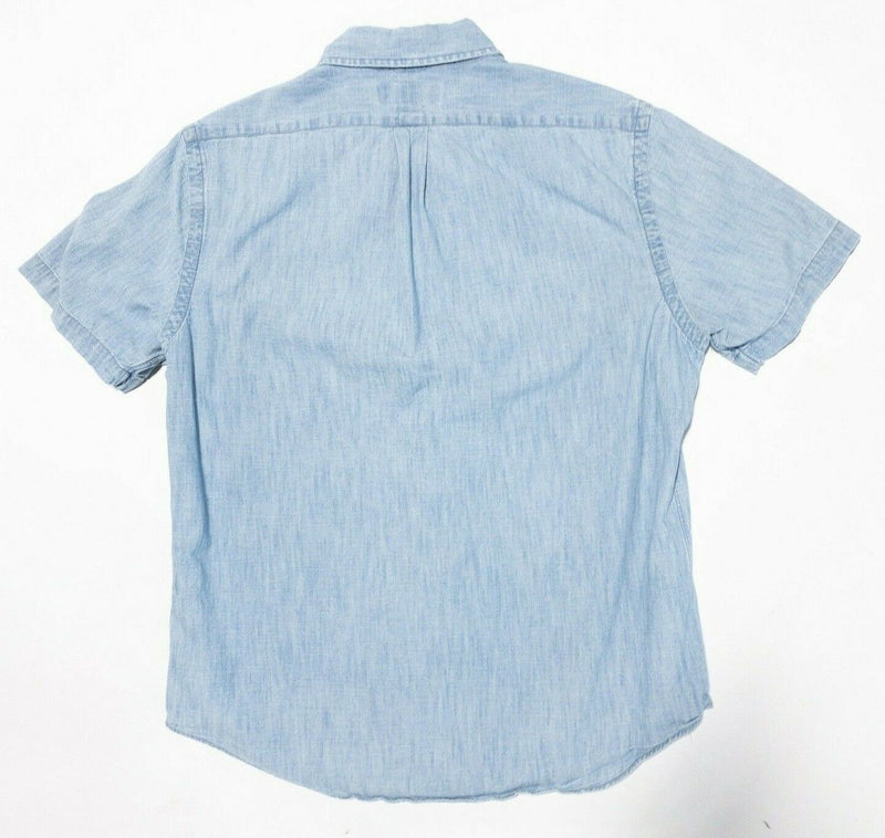 Polo Ralph Lauren Chambray Shirt Medium Classic Men's Indigo Blue Denim 90s