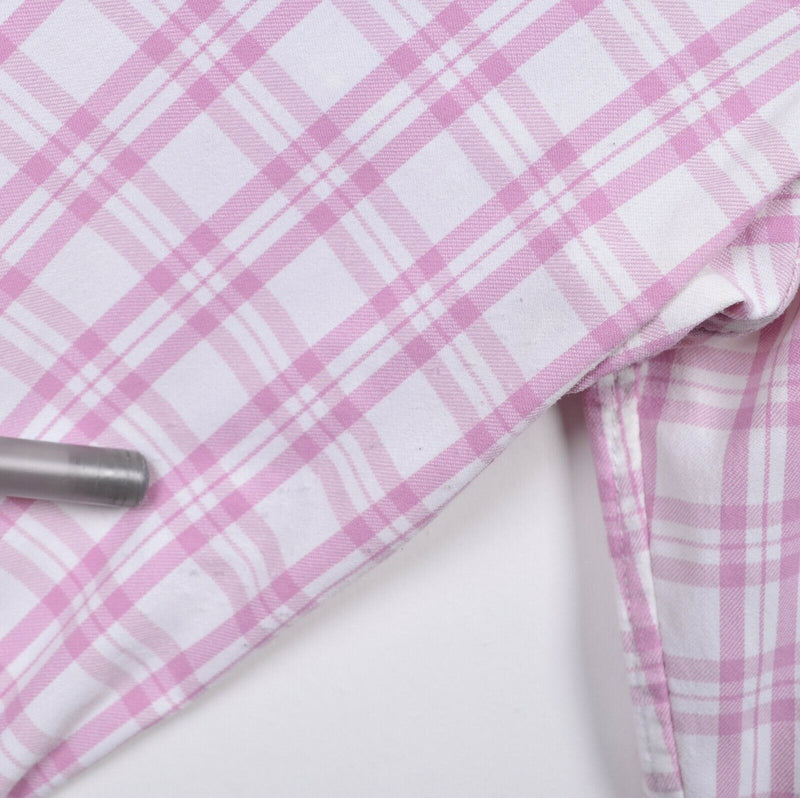 Bonobos Performance Men's Small Slim Nylon Blend Pink White Plaid Button Shirt