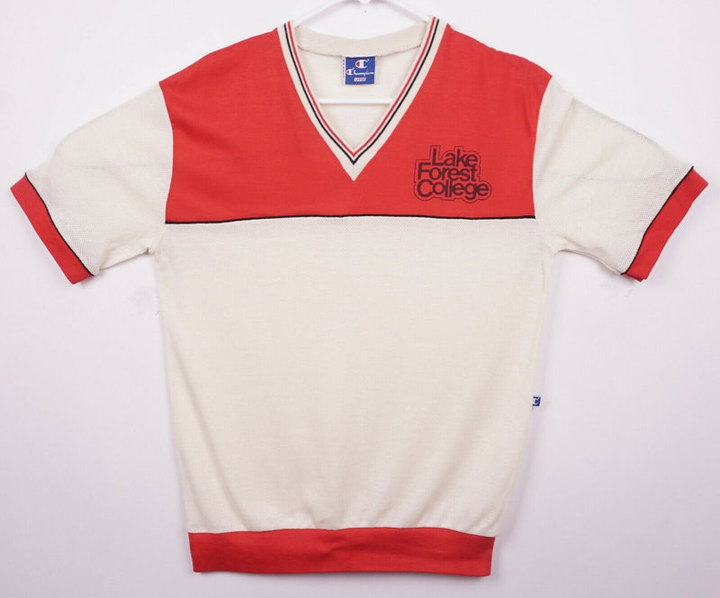 Vtg 80s Champion Men's Sz Large Lake Forest College Short Sleeve Sweater Shirt