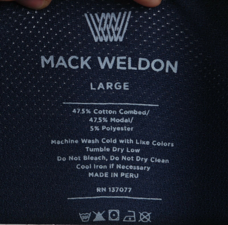 Mack Weldon Men's Large Blue Cotton Modal Blend Blue Navy Blue Polo Shirt