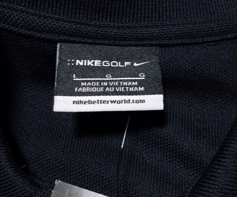 Nike Golf Men's Large Pique Knit Polo Solid Black Short Sleeve Logo 193581