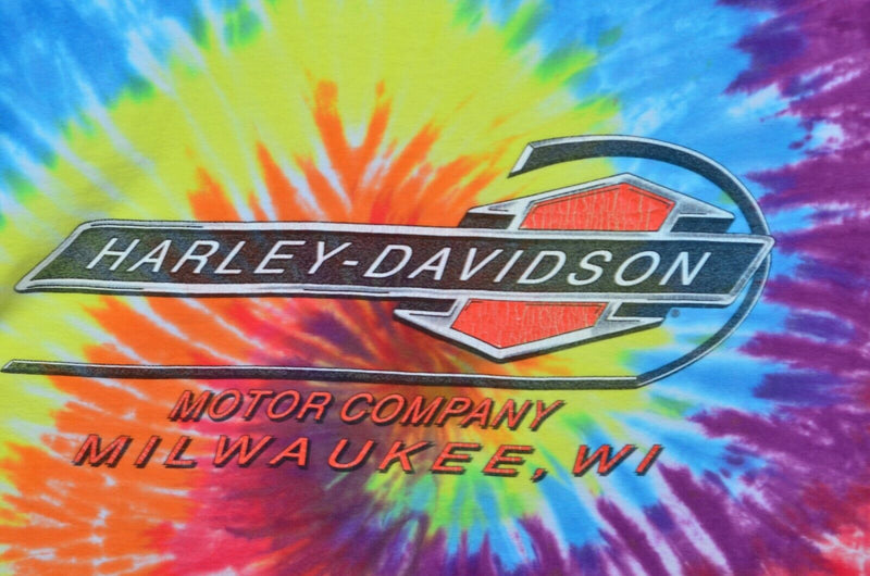 Vintage 90s Harley-Davidson Men's Sz Large Tie Dye Bar & Shield Logo T-Shirt