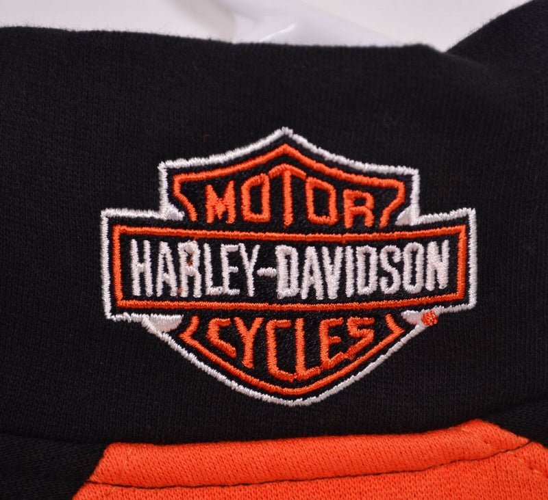 Harley Davidson Men's Sz Medium Half Zip Orange Black Spark Plug Sweatshirt