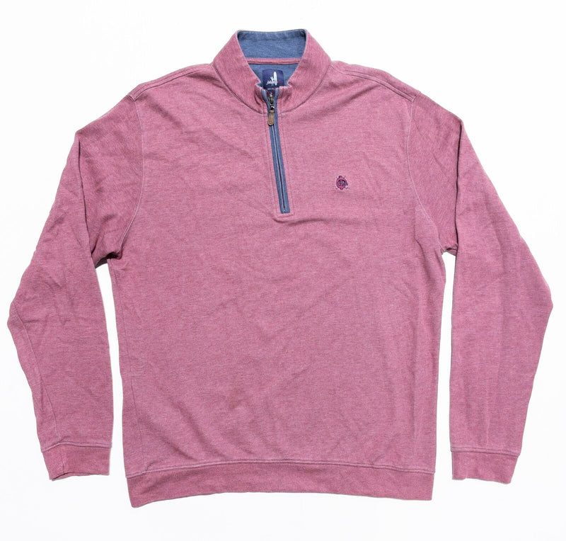 johnnie-O Sully 1/4 Zip Sweater Men Large Pullover Pink Golf Preppy Cotton Blend