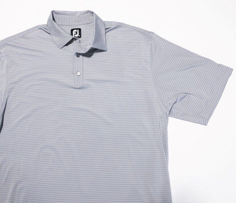 FootJoy XL Golf Shirt Men's Polo Gray Striped Performance Wicking Short Sleeve