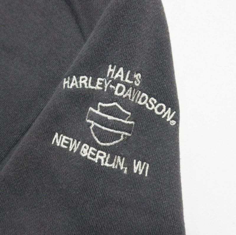 Harley-Davidson Men's 3XL Solid Gray Full Zip Logo Biker Hooded Sweatshirt