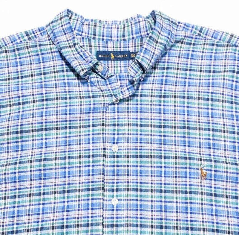 Polo Ralph Lauren 3XLT Button-Down Shirt Men's Long Sleeve Blue Plaid Oxford