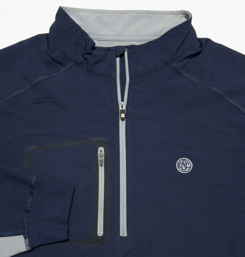 FootJoy Men's XL 1/4 Zip Blue Gray Wicking FJ Golf Pullover Lightweight Jacket