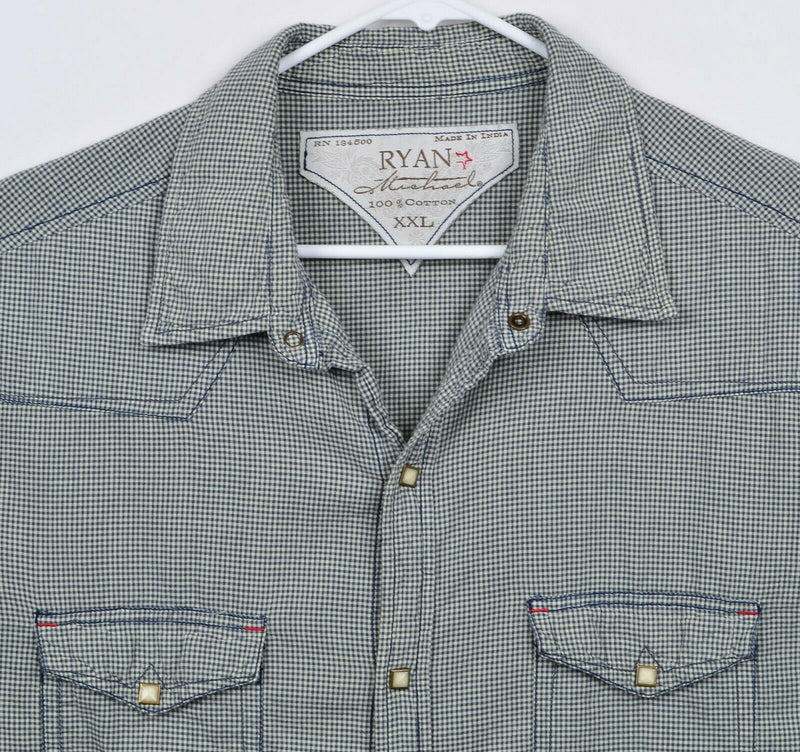 Ryan Michael Men's Sz 2XL Pearl Snap Plaid Short Sleeve Shirt