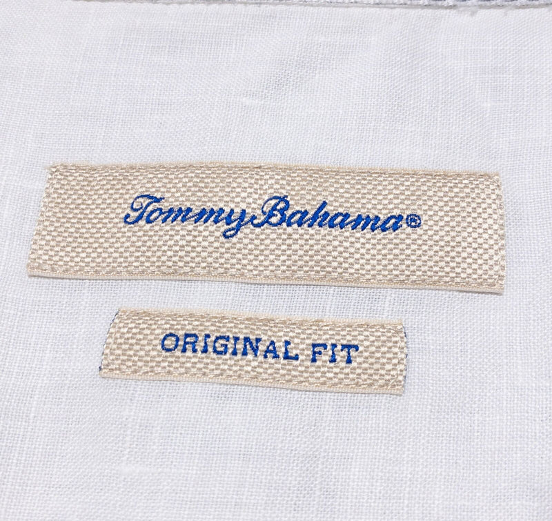 Tommy Bahama Linen Shirt Men's 3XL Panel Striped Camp Collar White