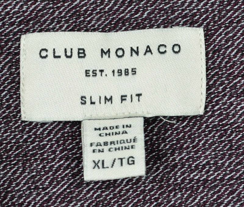 Club Monaco Men's Sz XL Slim Fit Purple Chambray Long Sleeve Shirt