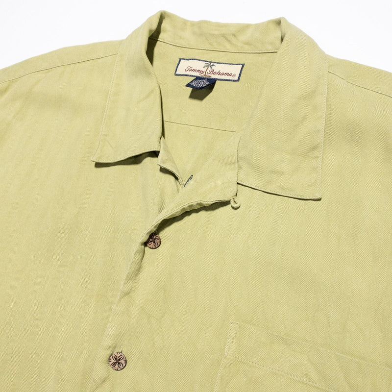 Tommy Bahama Embroidered Hawaiian Shirt Men's XL Swizzle Inn Silk Green Loop