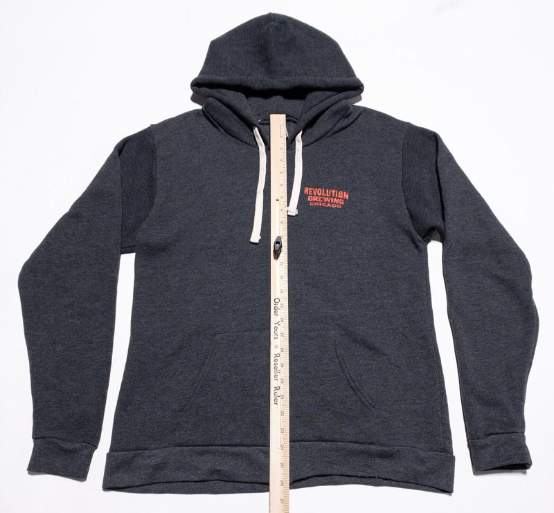 Revolution Brewing Chicago Hoodie Men's Large Flag Beer Brewery Full Zip Gray