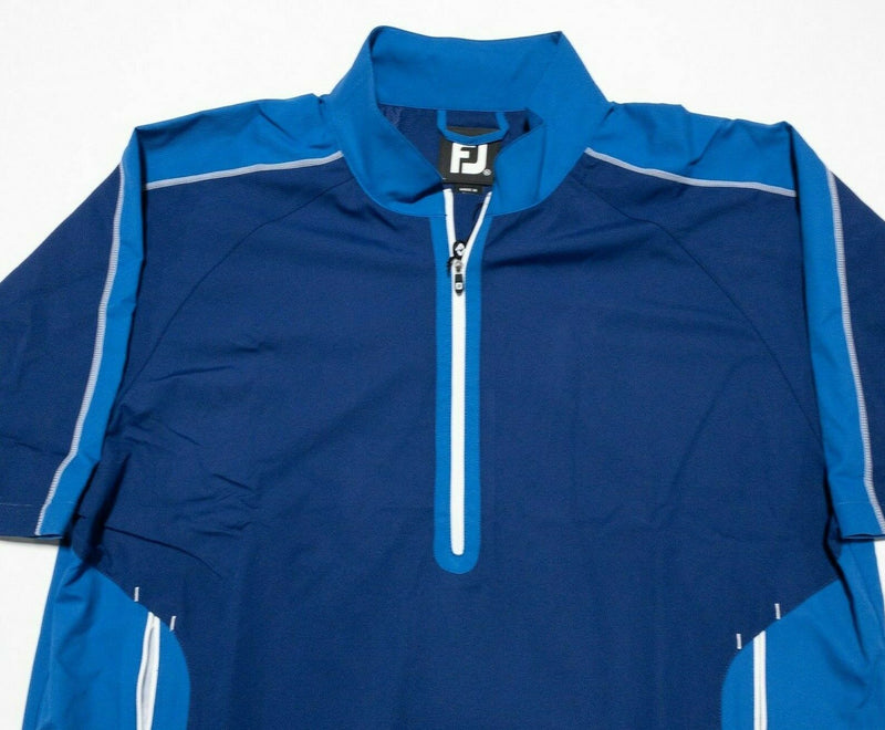 FootJoy Men's XL Short Sleeve Windshirt Jacket 1/4 Zip Blue Golf Wind Jacket