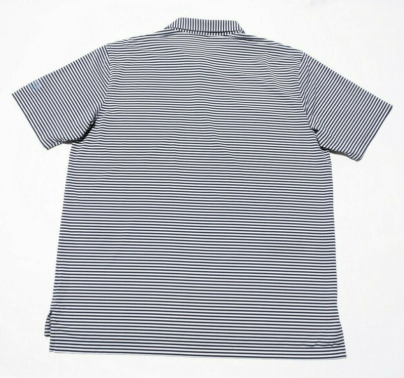 Peter Millar 2XL Competition Stripe Performance Polo Men's Blue Striped Wicking