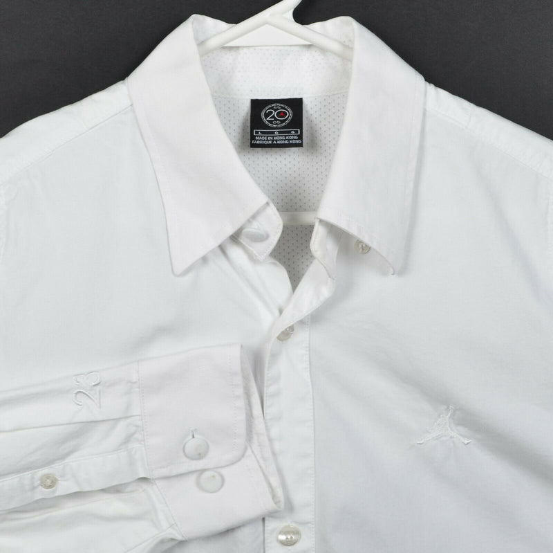 Nike Air Jordan Men's Large Graphic Print White Long Sleeve Button-Front Shirt