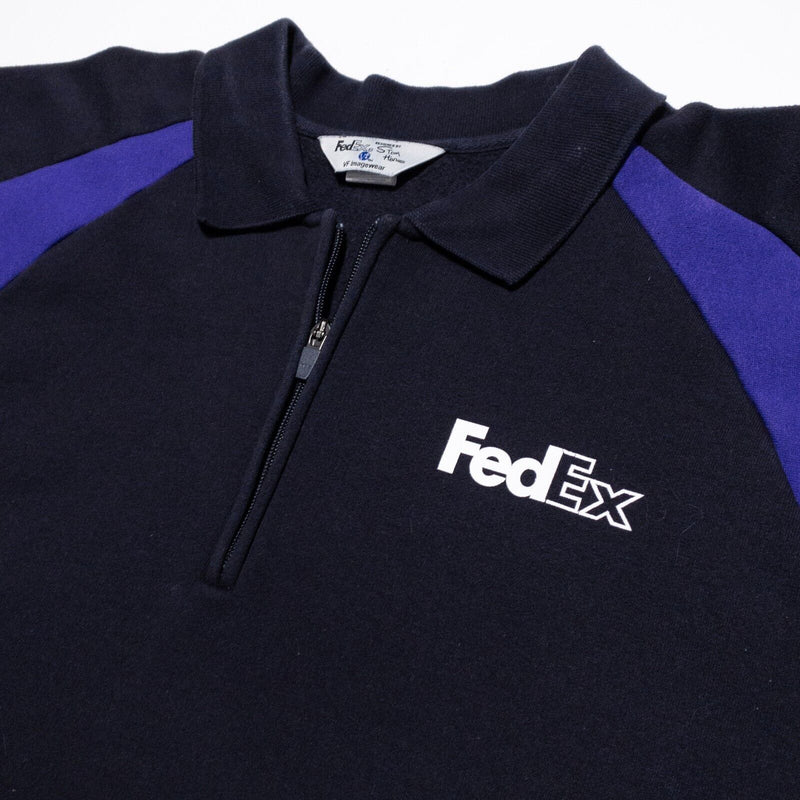 FedEx Sweatshirt Men's 2XL Stan Herman Pullover 1/4 Zip Uniform Purple Black