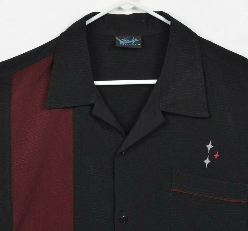 Vintage Steady Customs Men's 3XL Black Panel USA Bowling Camp Rockabilly Shirt