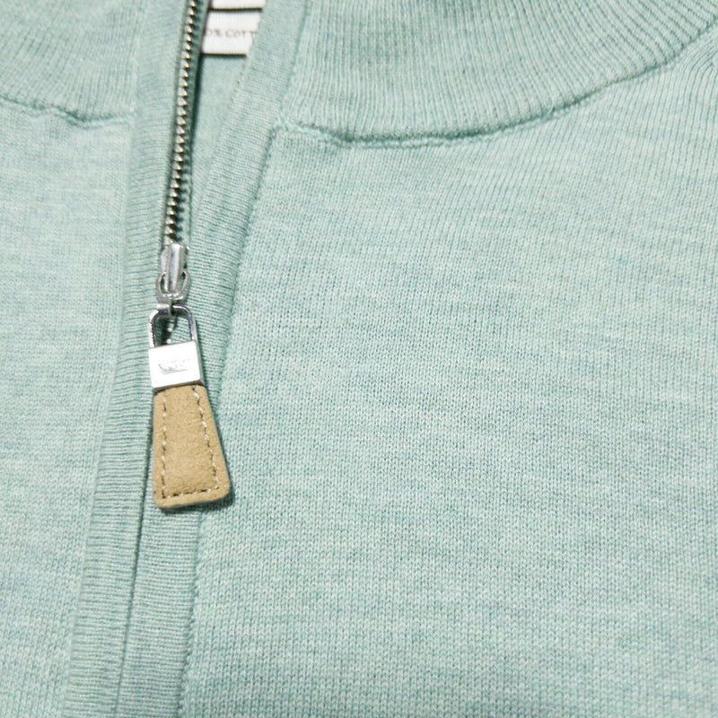 Peter Millar Crown Soft Men's 2XL Green Cotton Silk Blend Golf 1/4 Zip Sweater