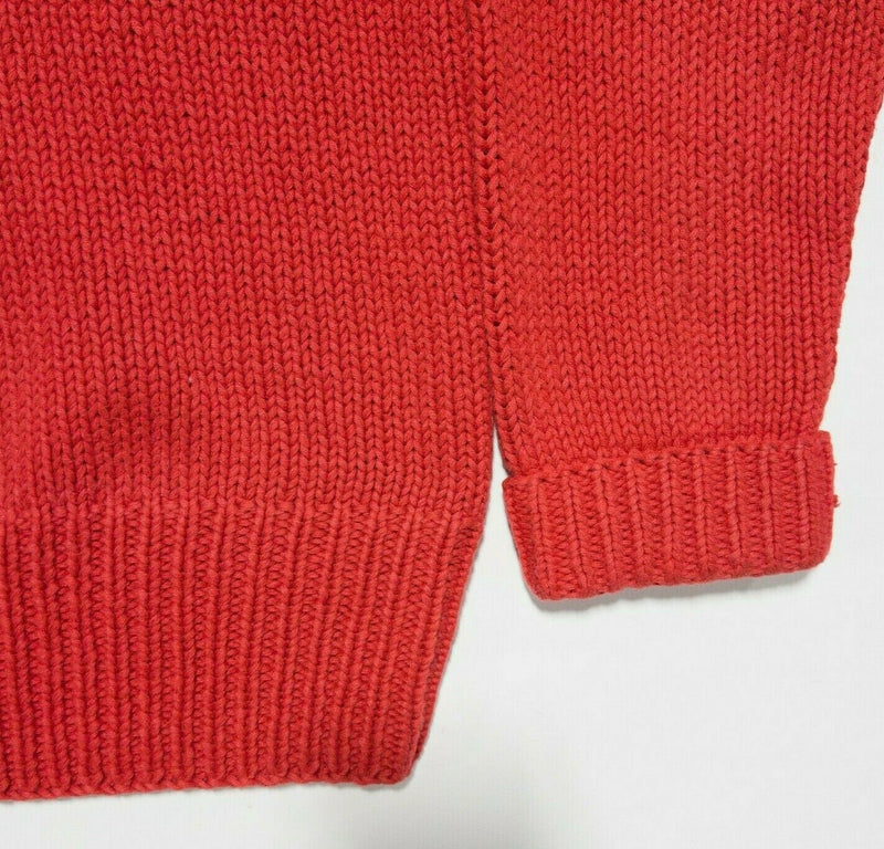 Polo Ralph Lauren Women Medium Red Anchor Nautical Hand Knit Vintage 80s Sweater