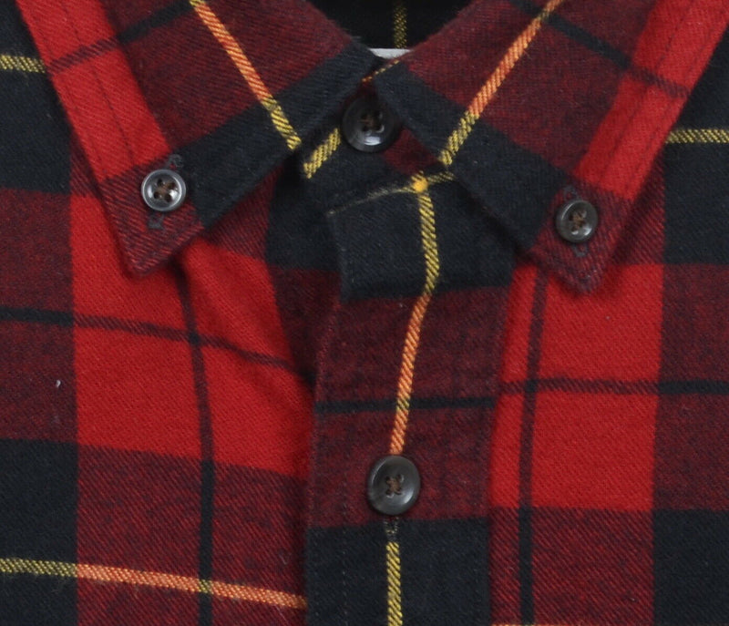 LL Bean Men's LT Traditional Red Tartan Scotch Plaid Button-Down Flannel Shirt